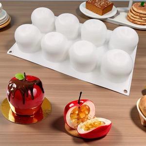 8-Cavity Apple Silicone Cake Mold 3D Fruit Baking Chocolate Mold For Commercial Use - Product Image 1