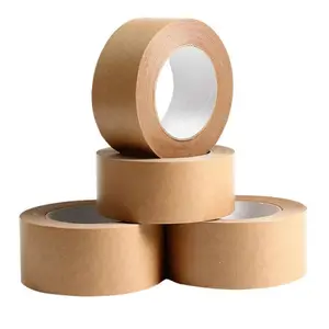 Custom Writable Easy Tear Self Adhesive Gummed Packaging Printed Craft Kraft Paper Tenacious Recyclable Tape With Logo