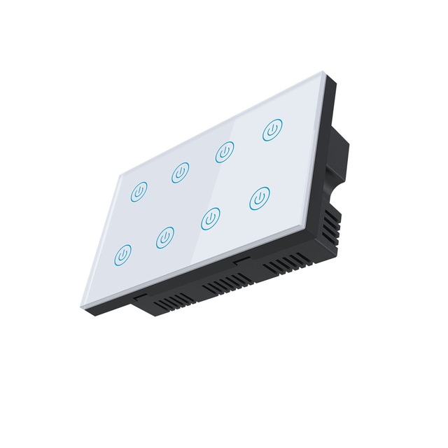 Tuya Moes Glass UK WiFi Wall Touch Panel Smart Light Switch 8 Gang RF Wireless  Muilti-Control Compatible with Alexa Google Home