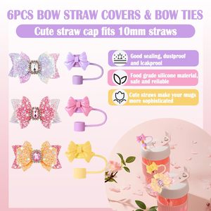 ฝาครอบหลอดดูดซิลิโคนแบบใช้ซ้ำได้ ลายโบว์ผูกโบว์ สำหรับตกแต่งแก้วน้ำ ขนาด 30 และ 40 ออนซ์ - Product Image 3