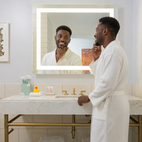 Miroir LED de salle de bain anti-buée 6000K, style moderne, personnalisé pour l'hôtellerie, avec éclairage LED intégré