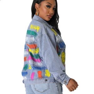 Streetwear personnalisé Denim vestes chemise pour femmes dames <span class=keywords><strong>Jean</strong></span> <span class=keywords><strong>veste</strong></span> 2026 <span class=keywords><strong>peinture</strong></span> Denim <span class=keywords><strong>veste</strong></span> fabricant - Product Image 5