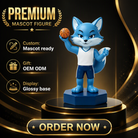 Figurine de mascotte de basket-ball personnalisée Blue Fox Bobblehead, statue en résine personnalisée, cadeau OEM ODM pour l'affichage