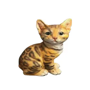 2021新设计批发树脂孟加拉猫幼兽雕像小猫动物雕像在大库存最好的花园装饰礼品纪念品