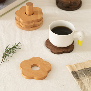 Noyer Trivet Set <span class=keywords><strong>Puzzle</strong></span> Design, Tapis Résistant À La Chaleur pour Pots Bols Tasses, Protection De Table De Surface Sans Éclats - Product Image 2