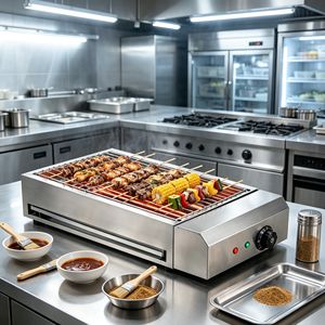 Barbecue Électrique Commercial Haute Puissance 3KW en Acier Inoxydable de Qualité Alimentaire, Chauffage Rapide, Sans Fumée, pour Brochettes Grillées - Product Image 4
