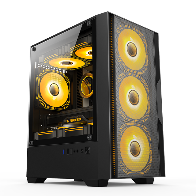 New Hotsale OEM MicroATX Gaming PC Case with Front Mesh and Tempered Glass Side Panel Mid Tower Metal & Plastic Construction