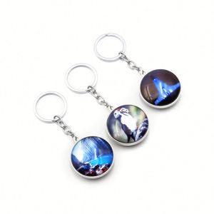 Customized Logo Color Printing Tourism Animal City Double Side Cabochon Keyring Round Transparent Glass Circle Keychain - Product Image 3