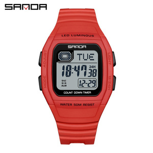SANDA 2208 Unisex Barrel‑Shaped <b>Digital</b> Watch, Multifunctional Waterproof Wristwatch with Dual‑Time, Alarm <b>Clock</b> & Countdown Tim - Product Image 3