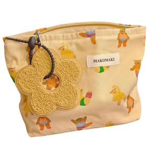 Nueva Bolsa de Cosméticos con Diseño de Oso Animado para Mujer, Bolsa de Almacenamiento de Lona de Gran Capacidad, Linda Bolsa de Aseo con Cierre y Flores - Product Image 2