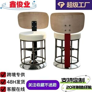Sillón de Barbería, Mueble de Salón, Asiento de Cuero Sintético, Base de Acero Inoxidable, Rotación de 360 Grados, Diseño Moderno - Product Image 4