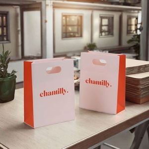 Personalized Classic Recyclable Ivory Board <b>Craft</b> Paper <b>Bags</b> Flat Handles Customizable for Jewelry Watch Eyewear Glasses - Product Image 4