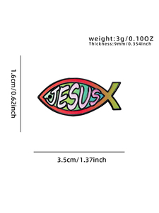 Pins <span class=keywords><strong>de</strong></span> esmalte suave personalizados al por mayor con impresión UV, <span class=keywords><strong>de</strong></span> níquel negro, diseño <span class=keywords><strong>de</strong></span> Pez Jesús Ichthys, insignias, directo <span class=keywords><strong>de</strong></span> fábrica, OEM ODM, en stock - Product Image 4