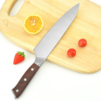 Couteau de chef en acier inoxydable, lame de 5 pouces, manche en bois de rose ambidextre, couteau de cuisine professionnel pour trancher la viande