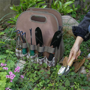 Garden <b>Tool</b> Bag Multi Compartment Portable <b>Tool</b> Duffle Bag Brown 5-9 Pockets <b>Top</b> Handle Storage Bag For Outdoor Use - Product Image 5