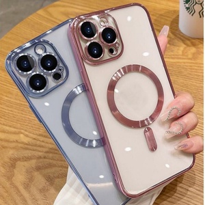 Mạ điện sang trọng Kim Cương-Khung TPU trường hợp điện thoại cho <span class=keywords><strong>Iphone</strong></span> 15/14/13/12 Pro Max với từ tính không dây chức năng sạc - Product Image 2