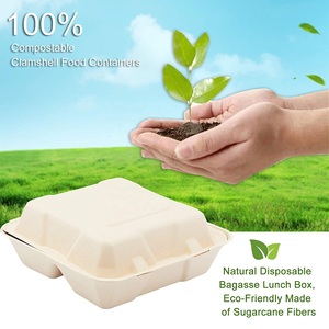 100% phân hủy sinh học 9x6 inch <span class=keywords><strong>2</strong></span> ngăn Hộp Ăn Trưa 1000ml bã mía bột giấy dùng một lần mía thực phẩm <span class=keywords><strong>container</strong></span> - Product Image 4