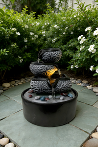 Fontaine d'eau de bureau à motif de lotus avec des roches de <span class=keywords><strong>rivière</strong></span> - Product Image 2