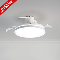 1stshine Moteur Dc blanc de 42 pouces, lumière LED 3 couleurs à gradation Ventilateur de plafond encastré invisible à lame PC