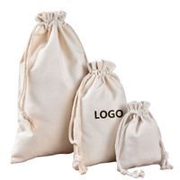 Sacs anti-poussière en coton personnalisés en gros, pochettes de luxe pour bijoux, sacs anti-poussière en toile de coton avec cordon de serrage et logo imprimé