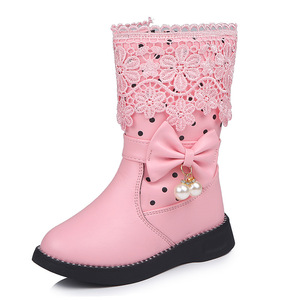 Fashion Winter Kids Winter Boots Children's Boots Girls Boots Kids Children Pearls Bow Dress <b>Booties</b> With Zipper - Product Image 1