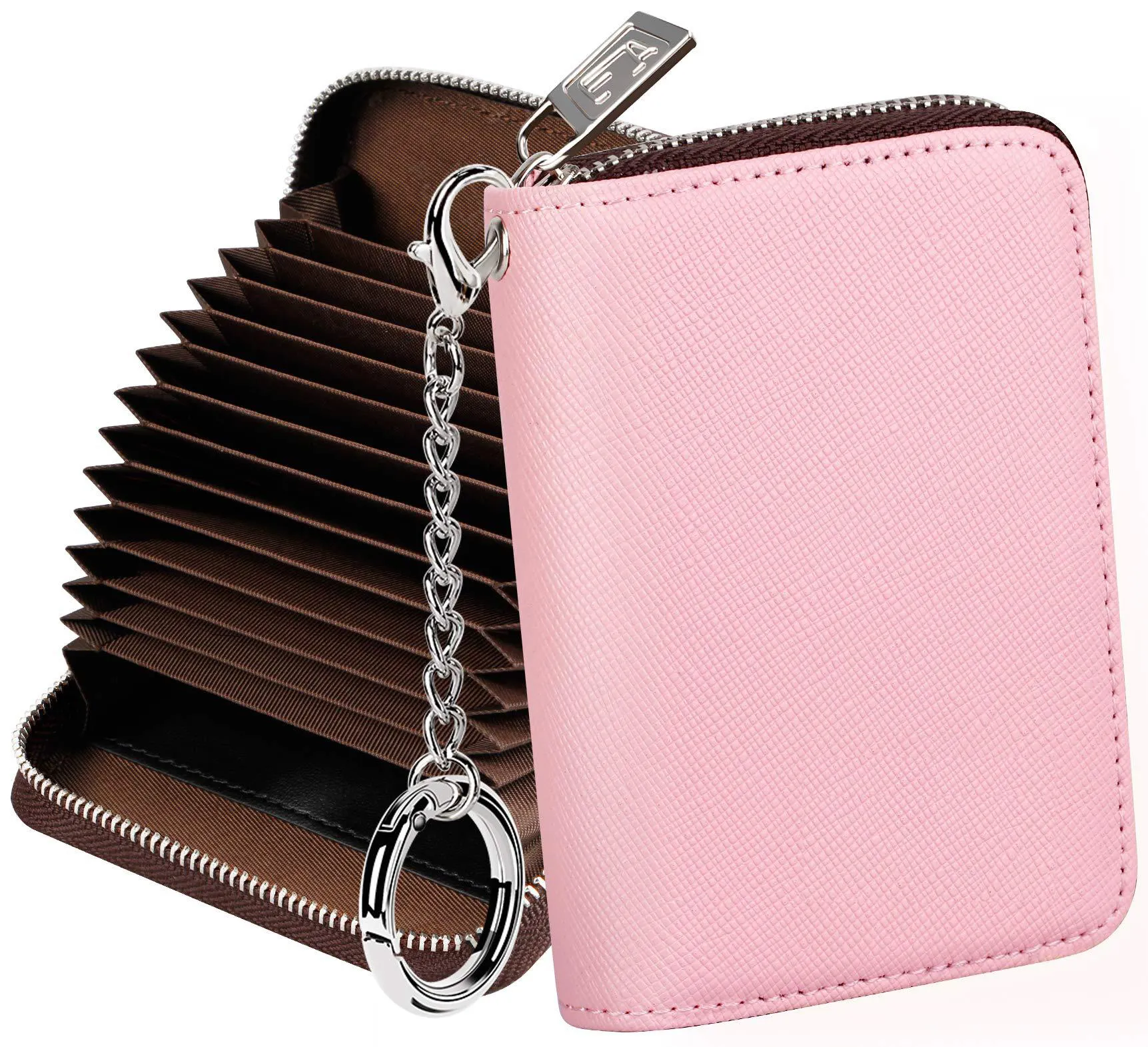 Custom in pelle PU porta carte di credito portafogli fisarmonica porta carte cerniera portamonete Multi-Card porta tascabile con portachiavi