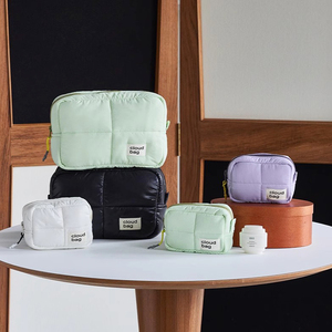 Customized Logo Lightweight Quilted Nylon Travel Zipper PU PC <strong>Cosmetic</strong> Toiletry Organizer Makeup <strong>Bag</strong> - Product Image 4