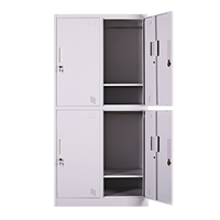 Armoire de rangement en acier à 4 portes avec serrure, design moderne, pour bureau, chambre, buanderie, école, salle de sport, atelier