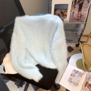 Cárdigan de Punto con Cuello en V a Rayas Estilo <span class=keywords><strong>Vintage</strong></span> 2025, Suave, Cálido y Esponjoso, a la Moda en China, para <span class=keywords><strong>Mujer</strong></span> - Product Image 3