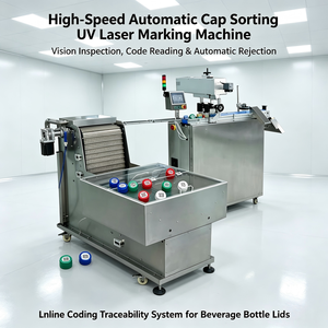 Nouvelle machine de marquage laser UV à alimentation automatique par élévateur de capuchons, avec système d'inspection par vision et de rejet, autofocus, IA, DWG, anti-contrefaçon - Product Image 4
