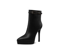 Bottines à plateforme western à talon de 10 cm pour femmes, en cuir de vache, fermeture éclair, vente en gros