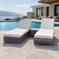 Chaise longue Audu, la plus tendance, moderne et contemporaine, en résine et rotin, pour piscine, extérieur, hôtel et jardin
