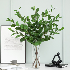 Plante artificielle de laurier, 5 branches, vert et violet, décoration de bureau intérieure, feuilles hautement réalistes - Product Image 3