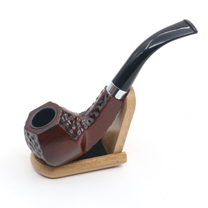 卸売マニュアルタバコハンドルパイプ赤い木製エボニーカスタマイズされたロゴ無料グリーンサンダル喫煙木製パイプ - Product Image 4