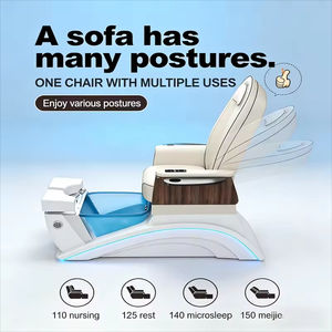 Sillón de Pedicura Profesional de Lujo Moderno con Iluminación LED y Taburete para Técnicos para Salones de Uñas Profesionales - Product Image 4