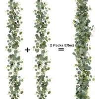 Guirlande artificielle d'eucalyptus feuille Dollar d'argent, vigne suspendue, verdure pour arche de mariage, chemin de table, décoration, vente en gros