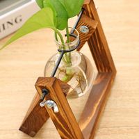 Station de propagation hydroponique d'intérieur Dropship, terrarium, support en bois, pot de fleurs de bureau, vase pour jardin