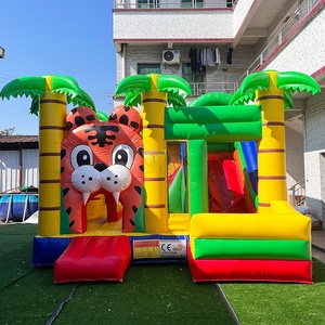 Château gonflable avec toboggan, soudure sans couture, design personnalisé, motif animal lion, château gonflable rebondissant, trampoline gonflable - Product Image 1