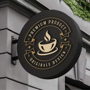 Tùy Chỉnh Vòng Ngoài Trời Cửa Hàng Tường Lưỡi Dấu Hiệu Treo Dấu Hiệu Quảng Cáo Cho Doanh Nghiệp Nhà Hàng Logo Tên Khung Thép - Product Image 1