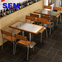 Ensemble de table de café en acier inoxydable résistant SEM pour cantine, cafétéria, restauration rapide, usage commercial, avec 2/4 chaises pour restaurant