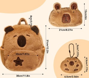 Wholesale Zai Zai Bear Capybara <b>Plush</b> <b>Backpack</b> Cute Cartoon Student Small Girls Environment Friendly Fresh Sweet Stuffed Animal - Product Image 2