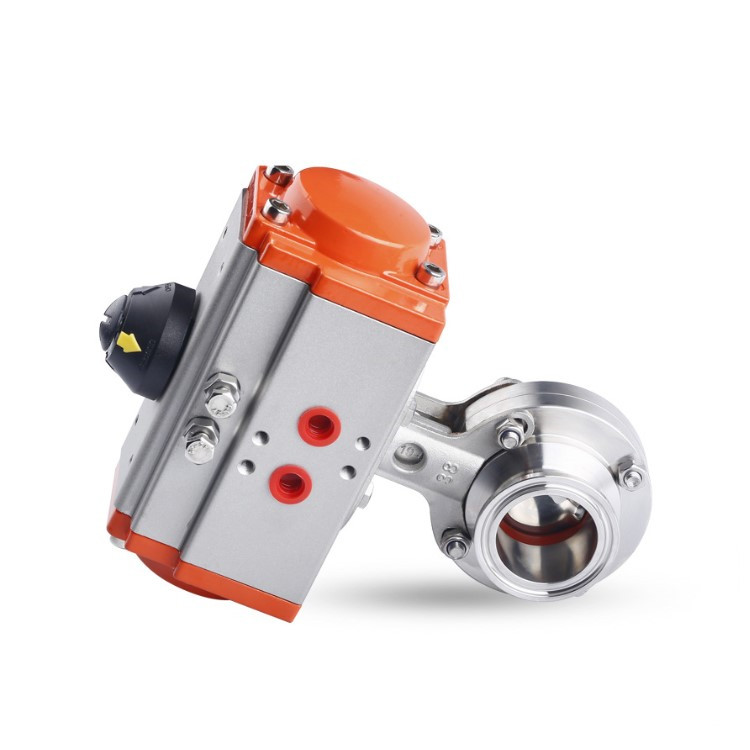 Гигиенический трехзажимный пневматический привод, клапан-бабочка из нержавеющей стали 304, пневматический клапан