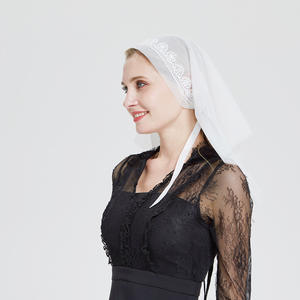 ユニークなドバイ高級レースウェディングホワイトベールエレガントな花嫁になるクラウンウェディングベールブライダル1層2023エスニックヒジャーブ - Product Image 1