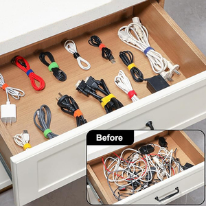 روابط كبل ذاتية الإمساك بواسطة روابط كبل كومبو متعددة الألوان ربط الأشرطة كابل ربط قابلة لإعادة الاستخدام هوك وحلقة الأشرطة إدارة الأسلاك - Product Image 6