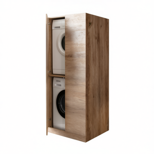 Mueble para Lavadora y Secadora 70x70xH174 cm, Acabado Cemento Olmo, Mueble de Almacenamiento para Lavandería - Product Image 3