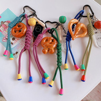 RW-Porte-clés mignon de voiture en peluche Soda Bread Heart Braid Rope Knot Cellphone Keychain Women Bag Decor Charm Pendentifs for Gift