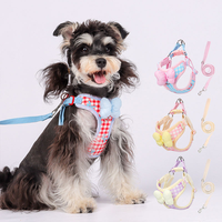 Harnais et laisse de luxe réfléchissants et imperméables Petop pour chien, motif uni, sangle de poitrine en maille réglable, anti-traction pour petits chiens