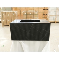 Vasque de salle de bain murale en marbre noir Nero Marquina poli, personnalisée, de luxe, pour hôtel, avec lavabo cannelé moderne