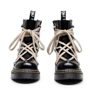 Bottes d'hiver pour homme en cuir véritable à lacets, style <span class=keywords><strong>moto</strong></span>, coupe basse, motif étoile à cinq branches, collection transfrontalière RO - Product Image 2