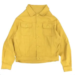 Custom Unisex Streetwear Denim Jeans Jacket For Men Designer Yellow Denim Jacket